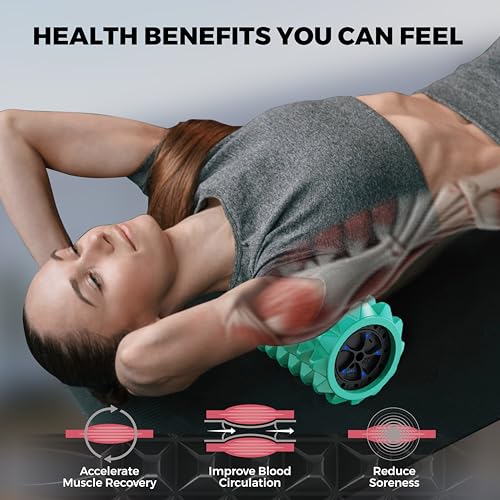 Rolo de espuma vibratória – Rolo ergonômico de ponto de gatilho para fitness, terapia corporal e rec