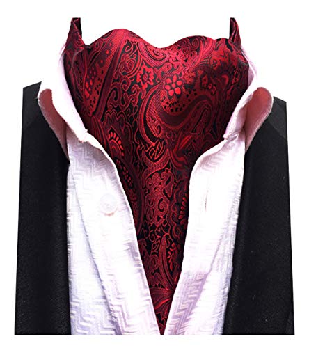 L04BABY Men's Paisley Floral Cravat Self Silk Ties Jacquard Woven Luxury Ascot