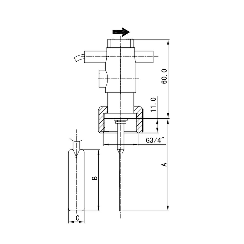 Nicht Zutreffend Interruptor de flujo de remo NY Uni 3/4" IG 250 V CA 1 A
