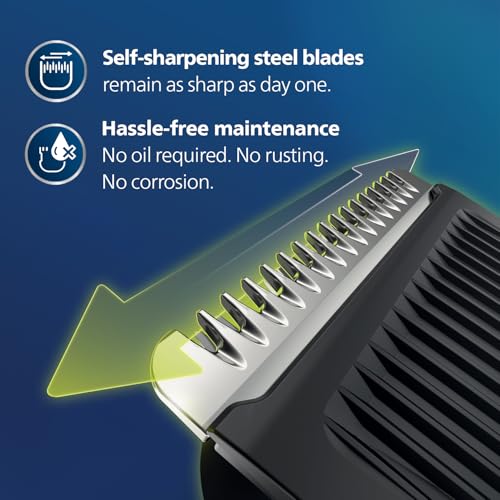Philips India's No.1 Men's Trimmer| Self Sharpening Blades| Single Stroke Grooming I 9 in1 Face, Nose and Body I 3 year warranty | Powerful motor| I No Oil Needed I 60 min... - Image 4