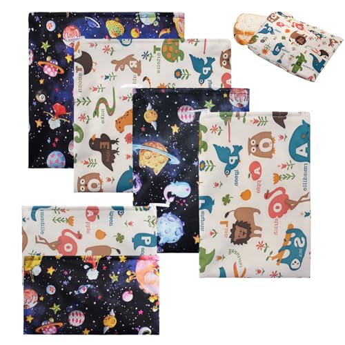6 Bolsas Pequeñas para Aperitivos, Bolsitas para el Almuerzo con Cierre de Cremallera, Bolsas Regalo Pequeñas Reutilizables para Sándwich, 3 Tamaños, Diseño de Dos Niveles, ara Lavavajillas, sin BPA