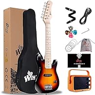 Small size but great performance: Although the size is reduced, this electric guitar is by no means a toy. Comes with 3W amplifier and cable, so this mini electric guitar sounds like normal size. 30 inch for kids: the standard electric guitar is too ...