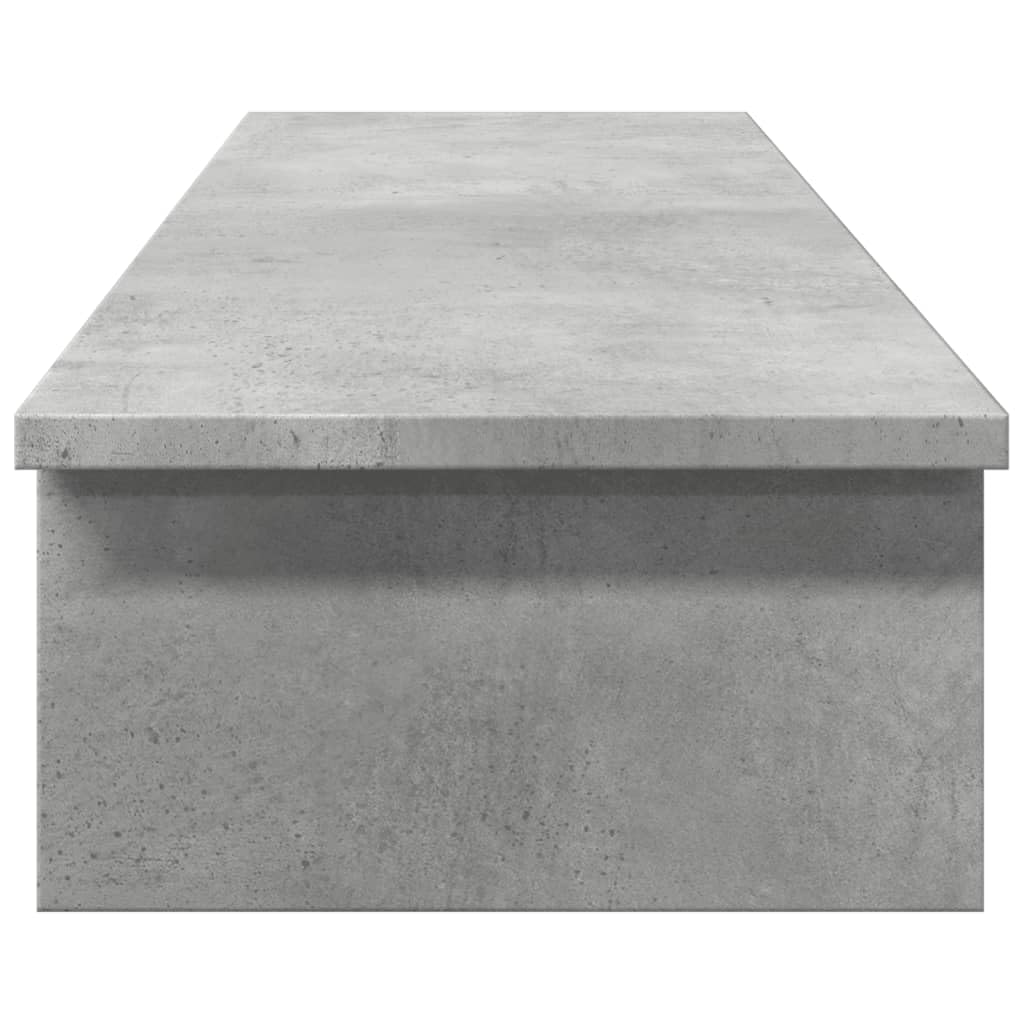 Supporto per monitor in legno grigio cemento, 100 x 27 x 15 cm, supporto per PC con ripiano per due monitor, organizer ergonomico da scrivania per ufficio e home office