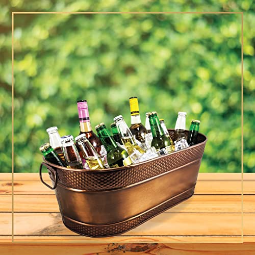 Metal Indestructible Dog Toy Bin - Galvanized Accessory Storage Bin With Handles, Organizer Storage Basket For Pet Toys, Blankets, Leashes - Pawprint Design Farmhouse Home Decor (Copper - 15 Quart) #TOP2