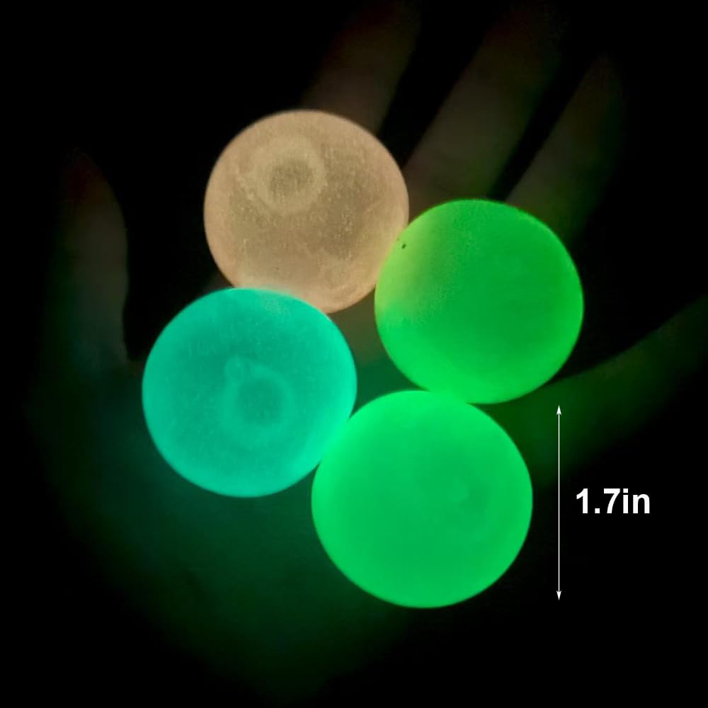10 pcs Sticky Balls Fidget Toys, Sensory Balls Squishy Balls Glow in The Dark Ceiling Balls, Wall Balls Bulk Sticky Glow Balls Lumi Balls for Kids and Adults 1
