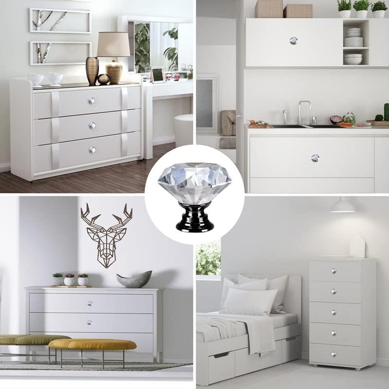 NORTHERN BROTHERS - Pomos De Gabinete De NORTHERN BROTHERS, Pomos De Aparador De Cristal Para Gabinetes Y Cajones De 30 Mm - Tiradores De Cristal En Forma De Diamante, Manijas De