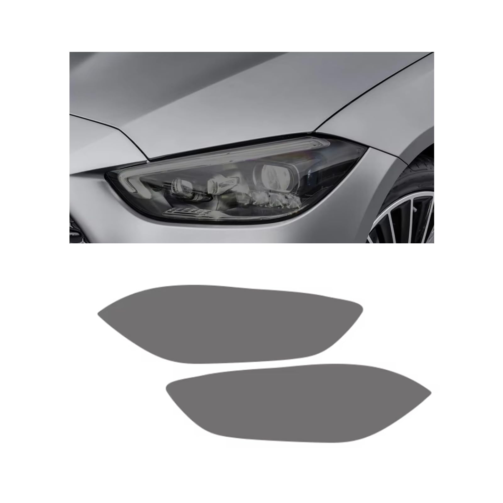Headlight Film for Mercedes Benz C Class W206 2022-2025, 1Set Transparent/Smoke Black Car Headlight TPU Protective Film
