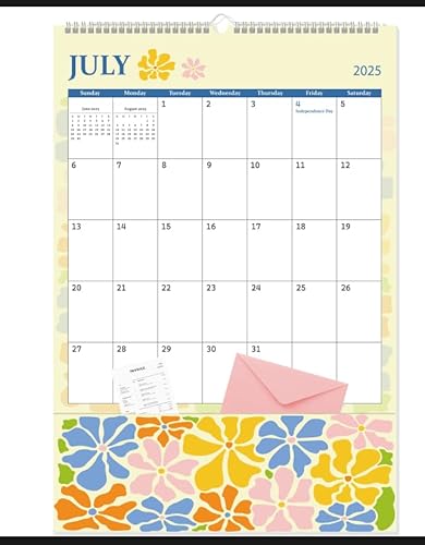 Guasslee 2025-26 Wall Calendar with Pockets, 12-Month Vertical Pocket Wall Calendar From Jul. 2025 - Jun. 2026, 17