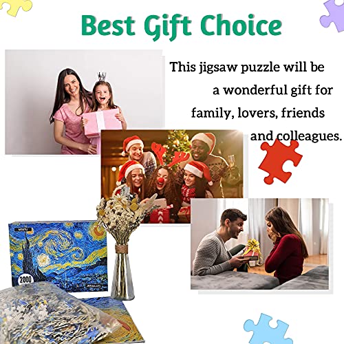 MISITU Puzzles für Erwachsene 2000 Teile Ölgemälde Kunstwerk Sternennacht Van Gogh Puzzle für Kinder ab 14 Jahren – Bild 7
