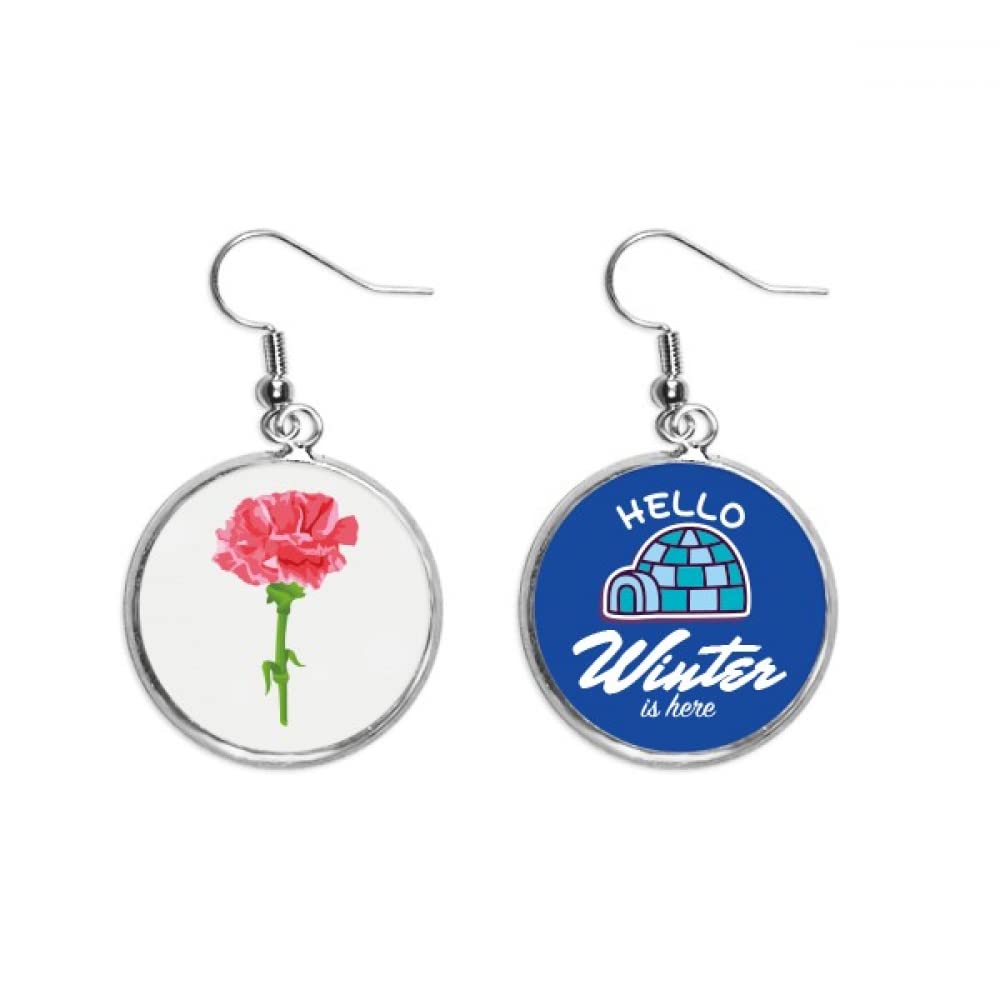 Pendientes de clavel para mujer con hojas de planta joyería de invierno colgante 5