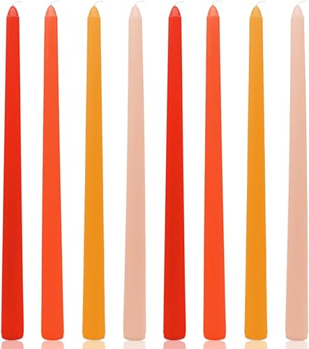 Velas cónicas de 12 pulgadas de largo para decoración del hogar, paquete de 8 velas de gradiente de color para cena, fiesta, vacaciones, otoño,