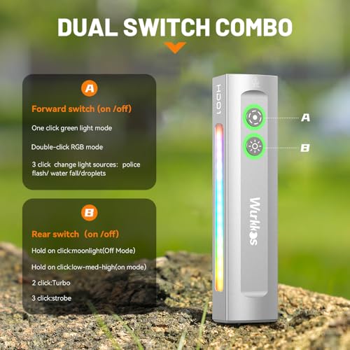 Image of Wurkkos HD01 Magnetic Flashlight with White, RGB & Green Lights | 1200 Lumens,Rechargeable, Pocket,EDC Flashlight,Flat, Outdoors, Triple Light Sources, Work, Emergency