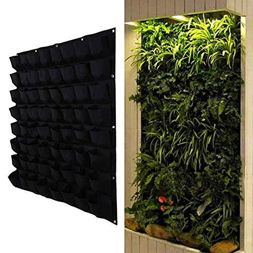 Schwarze Farbe Wandbehang Pflanztaschen 36/72 Taschen Grow Bag Pflanzgefäß Vertikaler Garten Gemüse Living Garden Bag Home Supplies (Color : 64 Pockets 100x100cm)