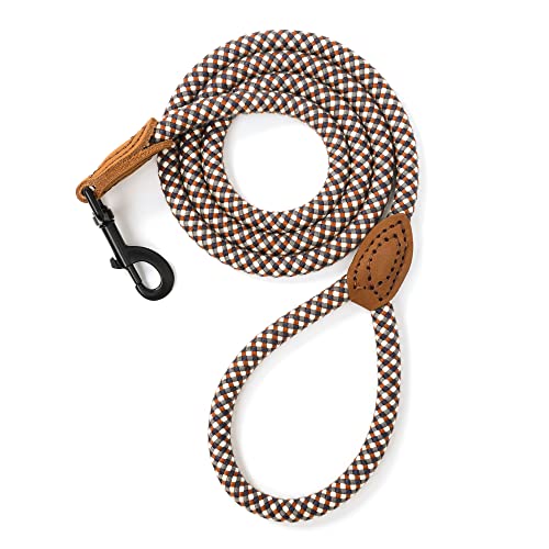 Mile High Life Rope Leash with Genuine Leather Connection, 6 FT/5 FT/4 FT, Heavy Duty Leash for...