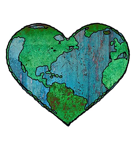 Image of 4-'' Earth Sticker Save Planet Recycle Go Green Love Mother Earth Heart Global Decal for Car Bumper Truck Window Laptop