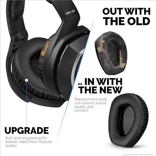 Image of Replacements Earpads for SENNHEISER RS165, RS175, RS185 & RS195 Headphones - Soft PU Leather & Foam Ear Pad for Additional Comfort, HDR165, HDR175, HDR185, HDR195 by Brainwavz (Black)