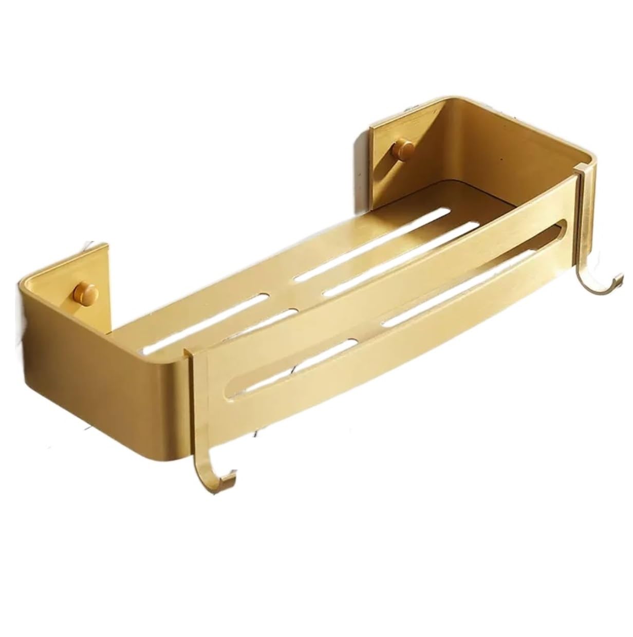 AZHKJKZH Shower Shelf Wall Mounted Shower Shelves With Hook Basket No Drilling Space Aluminum Bathroom Accessories(Gold2,1pcs)
