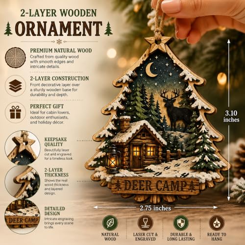 Image of Hunting Christmas Ornament 2026, Hunting Gift for Men, Rustic Cabin Ornament, Wildlife Christmas Decor, Hunter