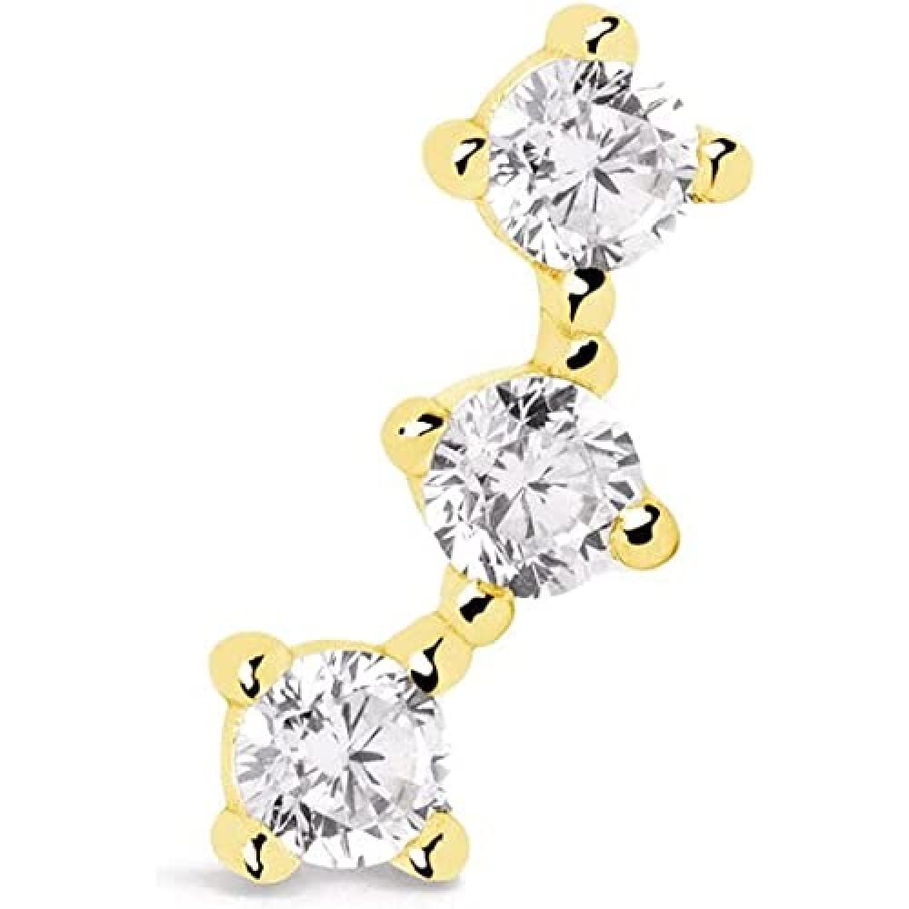 SINGULARU Pendiente Suelto Triple Spark - Pendiente en Plata de Ley 925 con Acabado Baño de Oro de 18 Kt. o Rodio - Cierre Tuerca a Presión - Pendiente Suelto - Joyas para Mujer