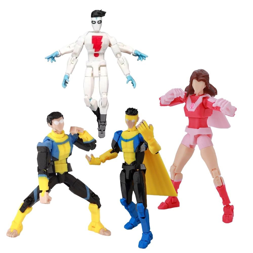 Jilijia 4PCS Anime Figures Atom Eve & Mark Grayson Action Figure Movable Joints Model Statue Collectible Desktop Decoration Gifts for Fans