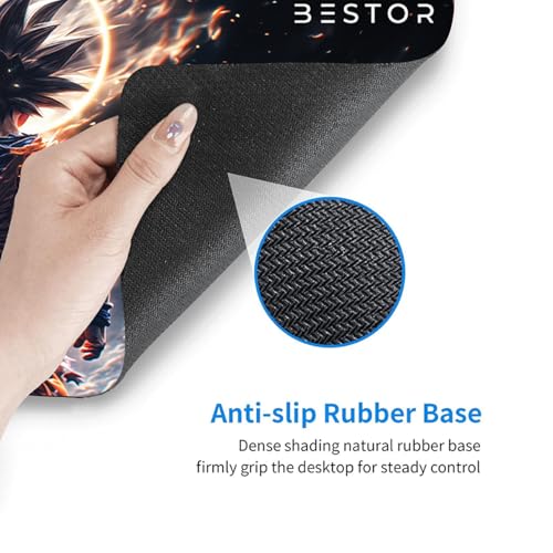 Image of BESTOR Mousepad with Precise Cut Edges, Waterproof Surface & Non-Slip Rubber Base Stitched Edges Gaming Mouse Mat for Laptop (60cmx34cm)
