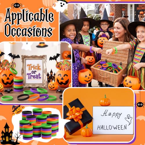 Image of Liliful 100 Pcs Silicone Wristbands Blank Rubber Bracelets,Halloween