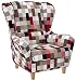 Produktbild Supellex Ohrensessel »Sofia«, Design Patchwork, kariert, bunt gedeckt (Design-Nr.: 5107), wahlweise mit Hocker