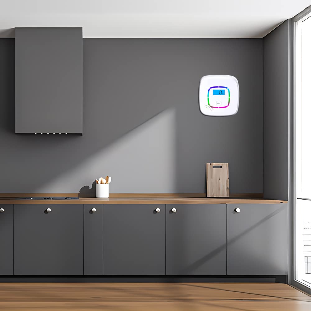 OBEST Detector de monóxido de Carbono, CO Alarma con Pantalla Digital y Funcionamiento con batería reemplazable, con botón de Prueba y indicador de Estado LED