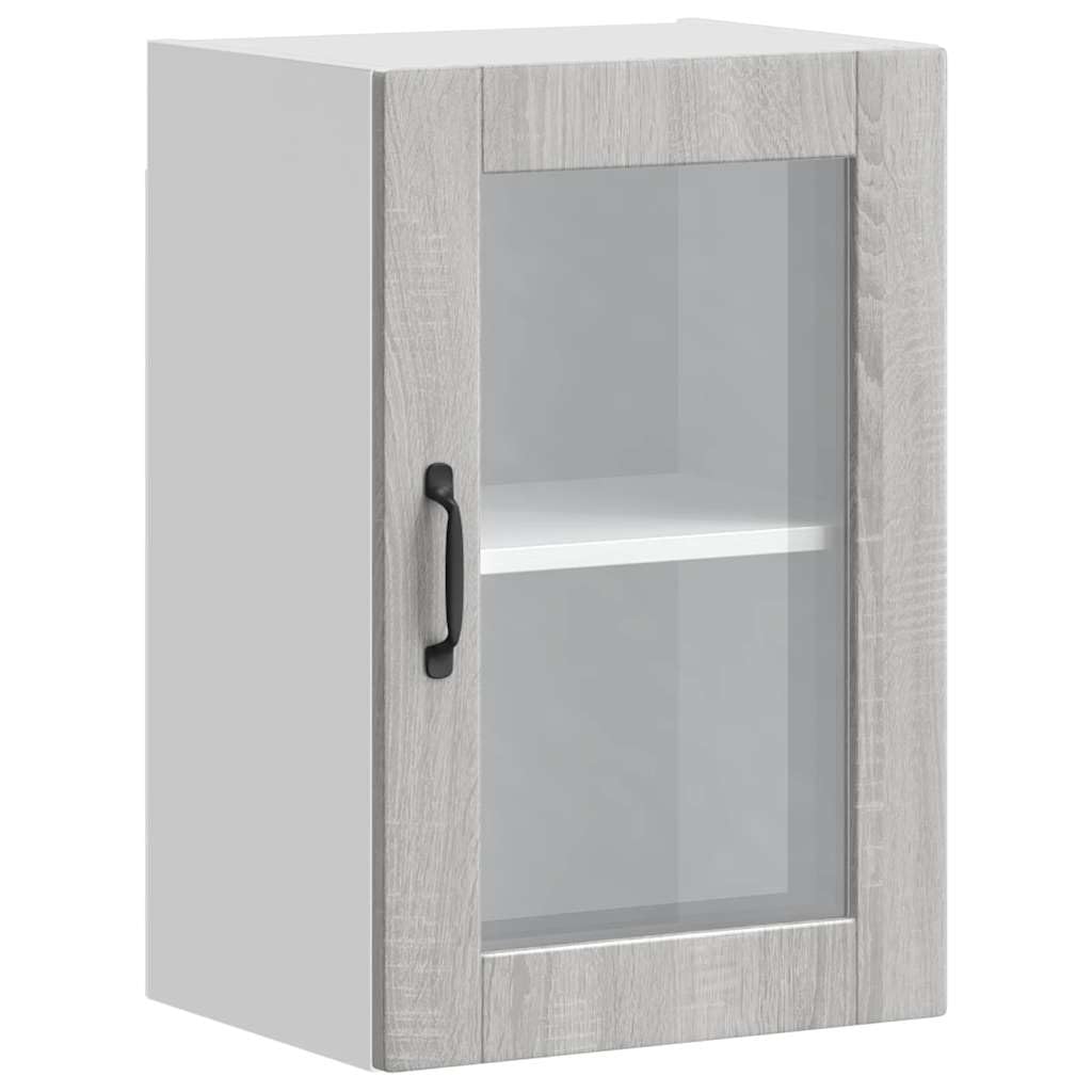 Vidaxl Grey Sonoma Kitchen Wall Cabinet With Glass Door Porto