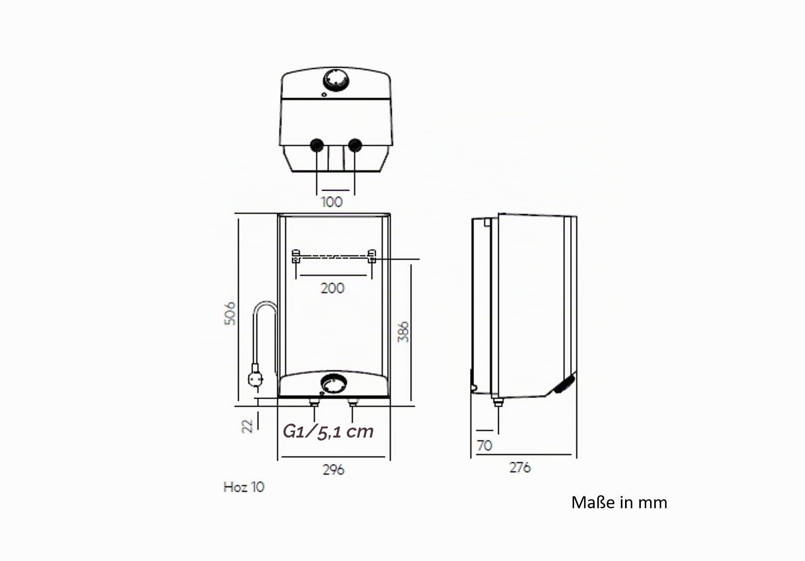 AEG druckloser Kleinspeicher Hoz 10, 10l, 2kW, steckerfertig, übertisch, EEK A, 229488