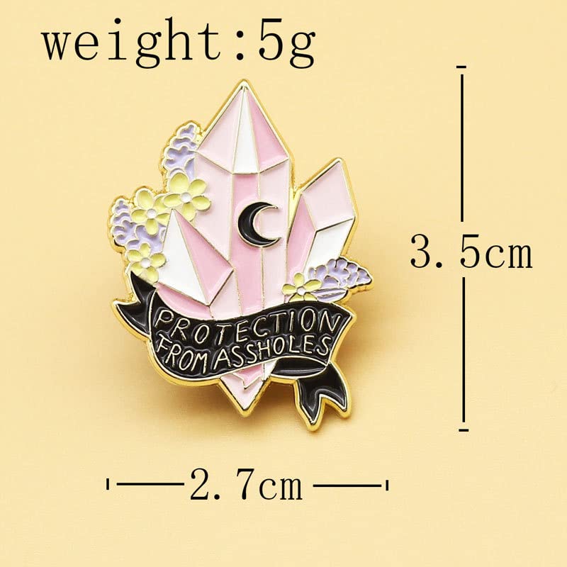 Protection From Assholes Enamel Pin Remark Protecting Girls Pretty Crystal Brooch Witch Moon Amulet Metal Badge Cartoon Anime Backpack pin buckle3