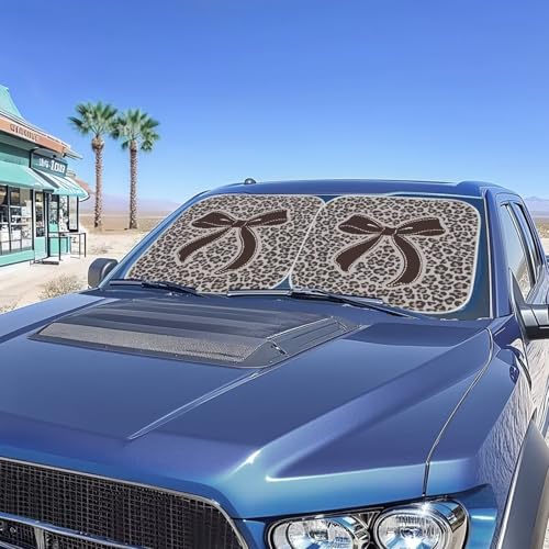 Image of Camo Bow Car Windshield Sun Shade 2pcs Folding Car Front Window Sunshade Auto Shade for Windshield Visor Blocks UV Rays Car Accessories Universal Fit Most Cars Women Men