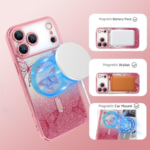 Illians Glitter Phone Case for iPhone 17 Pro Max 6.9 Inch, Pink Butterfly by Illians - Used condition - Image 3