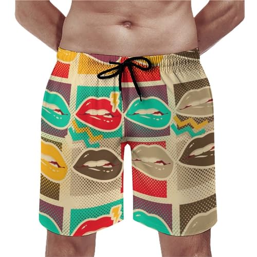 Shorts de bain homme lèvres de couleur maillot de bain séchage rapide swim trunk s