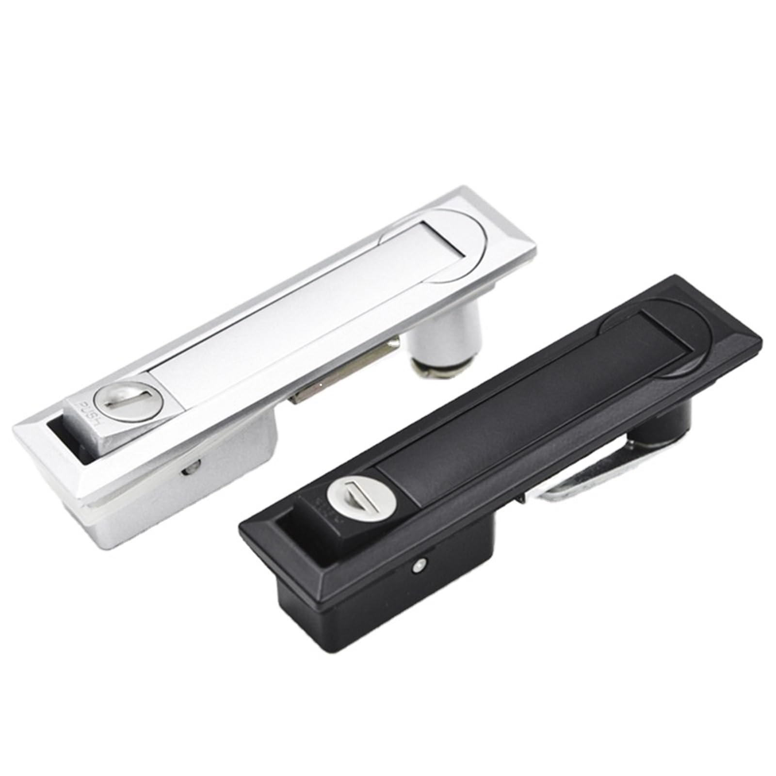 Serrure pour porte plate avec poignée pivotante finition chrome durable
