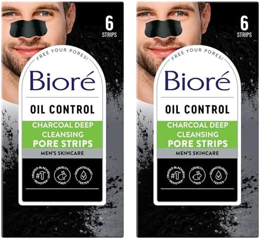 Biore Men's Pore Strips for Blackhead Removal Deep Cleansing Nose Strips With