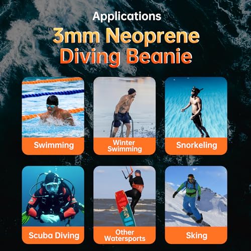 Image of 3mm Diving Hood Neoprene Wetsuit Beanie Winter Hat for Men Women Keep Warm Stretchy Wetsuit Cap for Snorkelling, Surfing and Swimming