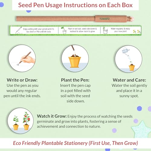 Image of GIFTONETREE Plantable Seed Pens | Return Gift | Corporate Gifting | Best for Distributing in School (Plain Pen in Box, 15, count), Ink Color-Blue