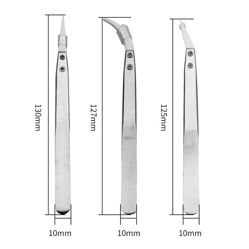 Set di 3 pinzette in ceramica, set di pinzette antistatiche di precisione - Slivier