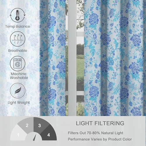 Image of FRESH FROM LOOM Curtains for Door 9 Feet Long | Big Window Curtain Premium Polyester Weaved Parda | Modern Parde for Living Room Bedroom | Home Office Screens (Blue, 9ft, 1pc)