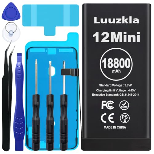 Luuzkla 18800mAh (2025 New Upgrade) Battery Compatible with iPhone 12 Mini, Super Capacity Battery Replacement Compatible with iPhone 12 Mini, with Full Tool Kits-0 Cycle-24 Months Service