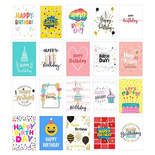 Edition Seidel - Juego de 20 tarjetas de cumpleaños exclusivas con sobre. Tarjeta de felicitación para hombre y mujer