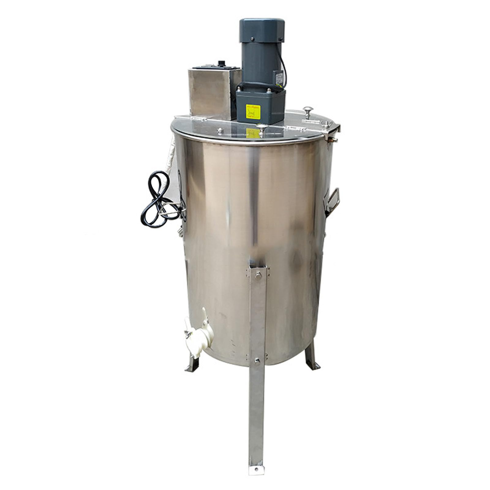 Smielatore Eelettrico, 2/3 Telaio 304 Estrattore Acciaio Inossidabile, con Supporto Regolabile e Coperchio Trasparente, per Allevamenti di Api Grandi E Piccoli,3 Frame