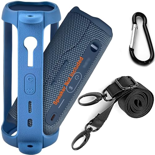 Image of VERTUS Carrying Case for JBL Flip 6 || Silicone Case Cover for Jbl Flip 6 Speaker, with Shoulder Strap, Waterproof, Shockproof Features (Blue)