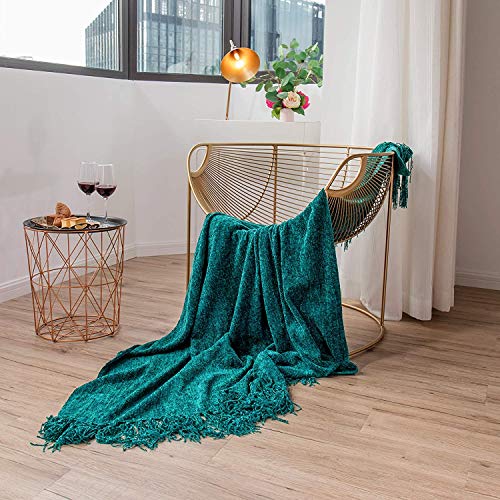 Cazimo Soft Chenille Premium Throw Blanket with Tassel Fringe, Fa...