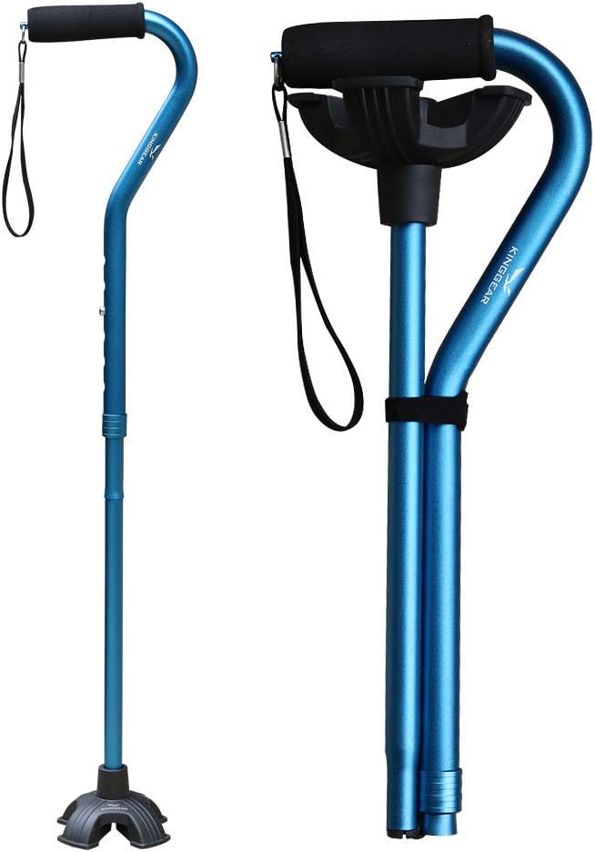 KingGear Adjustable Cane for Men & Women - Lightweight & Sturdy Offset Walking Stick - Mobility Aid for Elderly, Seniors & Handicap (Black): Health & Personal Care