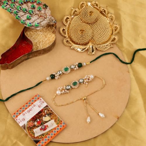 Image of Chocozone Rakhi for Brother & Bhabhi Rakhi Lumba Set for Bhai Bhabhi Rakhi Gifts for Bhai with Roli Chawal & Card Rakshabandhan Gifts for Brother