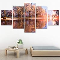 SIGNWIN 5 Panel Canvas Wall Art Modern Art Multicolor Nature Photography Relax/Calm Romantics Waterfall for Home Decorations Ready to Hang - 60