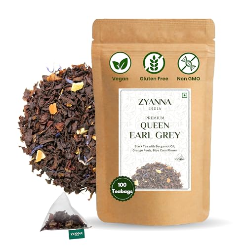 Image of Zyanna Lady Earl Grey Tea - 100 Pyramid Tea Bags | Premium Black Tea with Bergamot Oil & Orange Peels | Natural Ingredients | Elegant Citrus Blend | Brew Hot or Iced