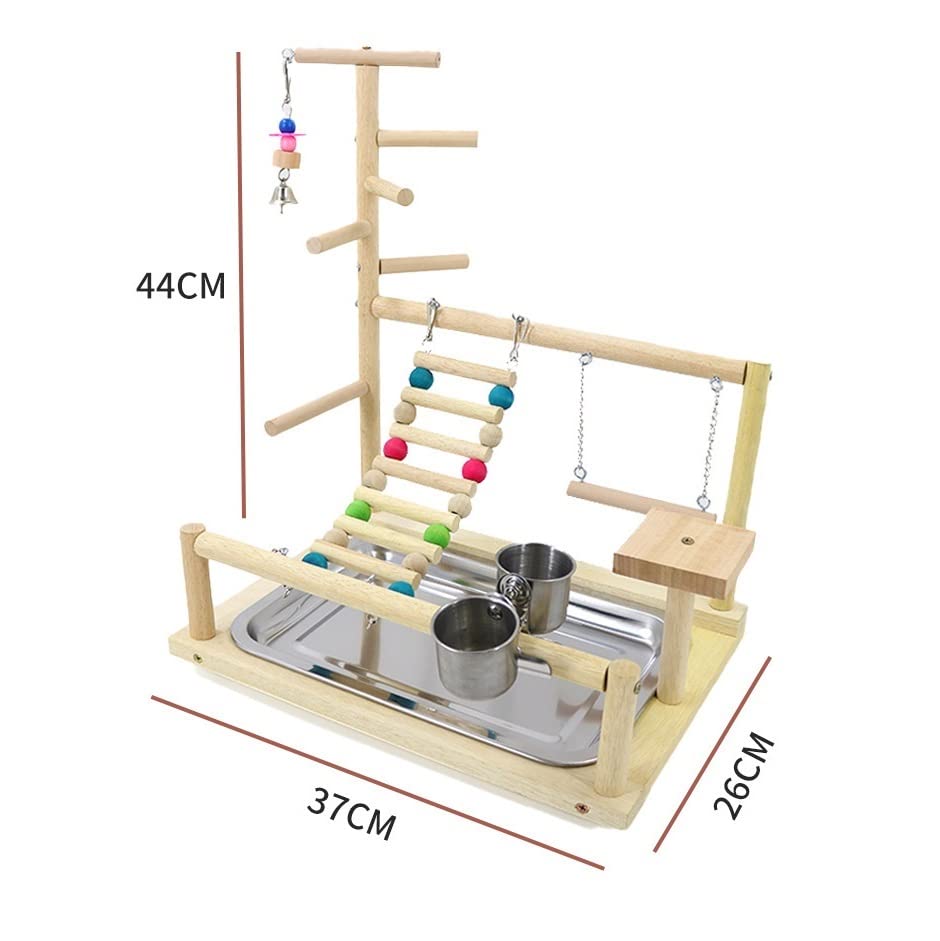 Puesto de pájaros Soporte de Juego for Loros, Percha for, Banco Madera, Juguete for, Columpio, Escalera Escalada, Soporte Interactivo for Juegos